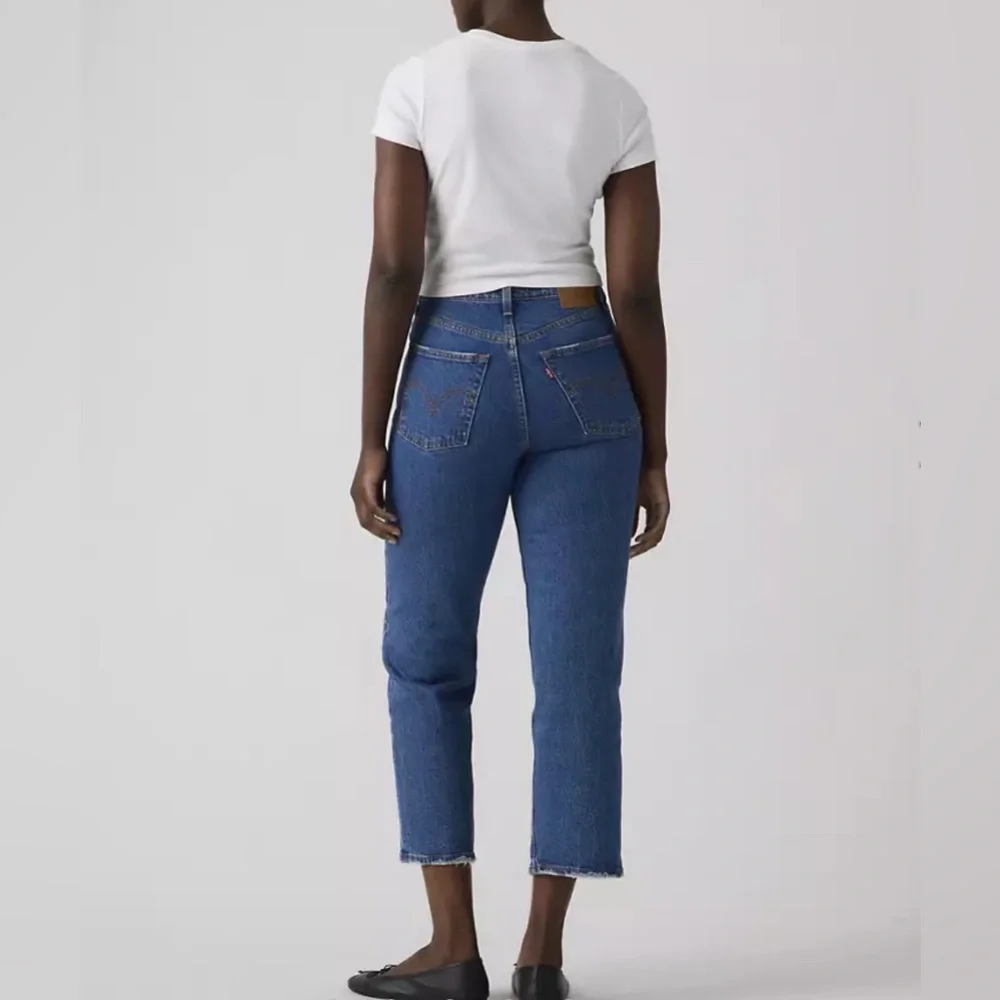 Levi’s Ribcage Straight Blue Jeans Ankle Size 31 High Rise Cropped Denim - Picture 2 of 11